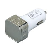 Автомобильная зарядка CC-03, 2 USB порта, квадратное основание для логотипа, серебро, арт. 025951603