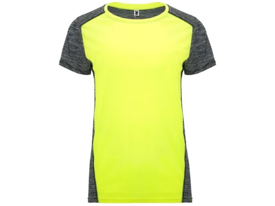 Спортивная футболка Zolder женская, неоновый желтый/меланжевый черный (S), арт. 026001703