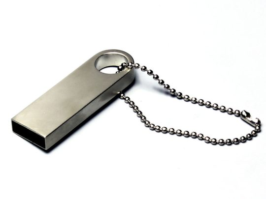 USB 2.0-флешка на 512 Мбайт с мини чипом и круглым отверстием, серебристый (512Mb), арт. 025939803