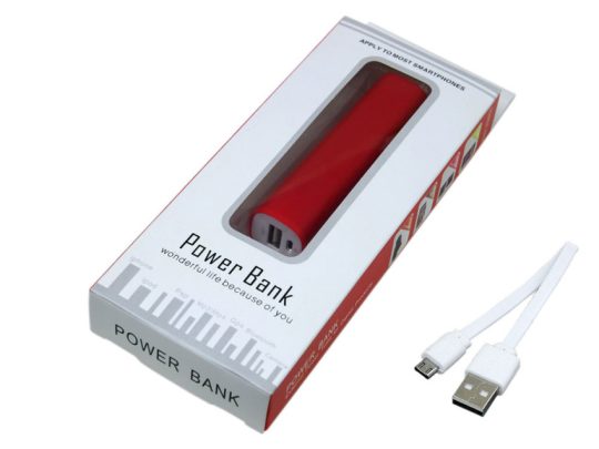 PB030 Универсальное зарядное устройство power bank  прямоугольной формы. 2600MAH. Красный (2600 mAh), арт. 025949203