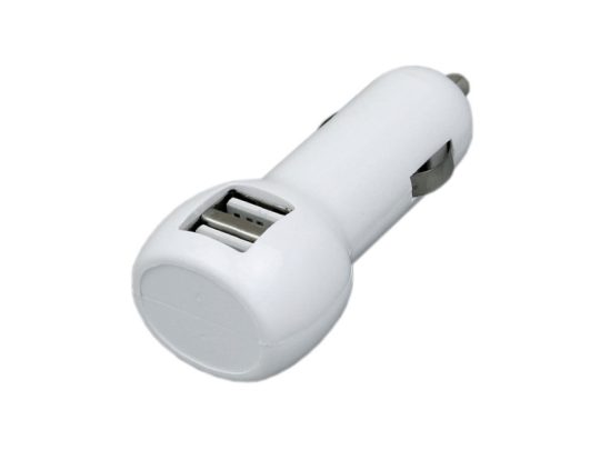 Автомобильная зарядка CC-01, 2 USB порта, белый цвет., арт. 025951403