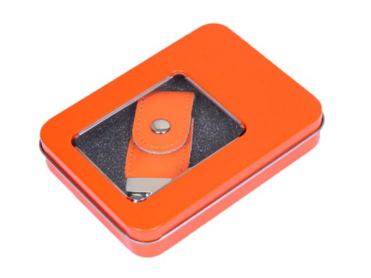 Металлическая коробочка G04 оранжевого цвета с прозрачным окошком, арт. 025951203