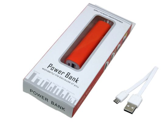 PB030 Универсальное зарядное устройство power bank  прямоугольной формы. 2600MAH. Оранжевый (2600 mAh), арт. 025949103