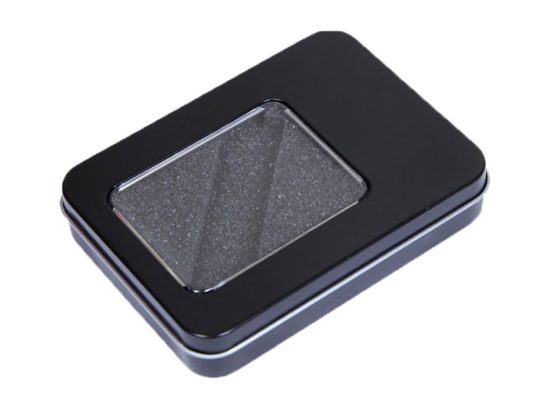 Металлическая коробочка G04 черного цвета с прозрачным окошком, арт. 025951303