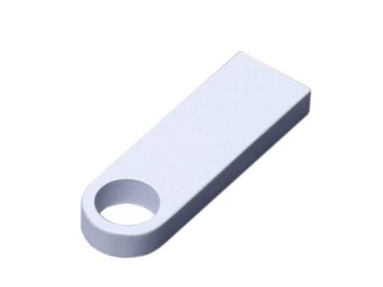 USB 2.0-флешка на 512 Мбайт  с мини чипом и круглым отверстием, белый (512Mb), арт. 025939903