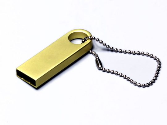 USB 2.0-флешка на 512 Мбайт с мини чипом и круглым отверстием, золотистый (512Mb), арт. 025940103