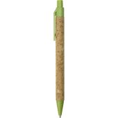 Ручка из пробки и переработанной пшеницы шариковая Evora, пробка/зеленый, арт. 025902103