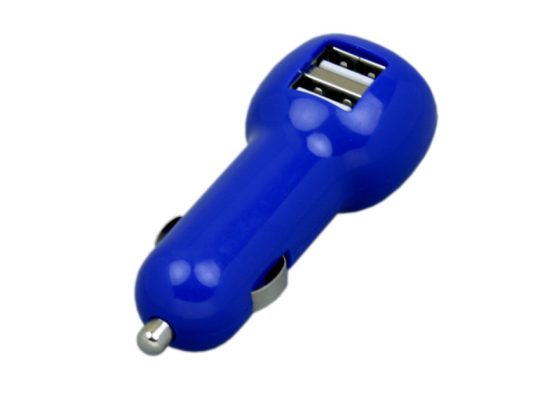 Автомобильная зарядка CC-01, 2 USB порта, синий цвет., арт. 025951503