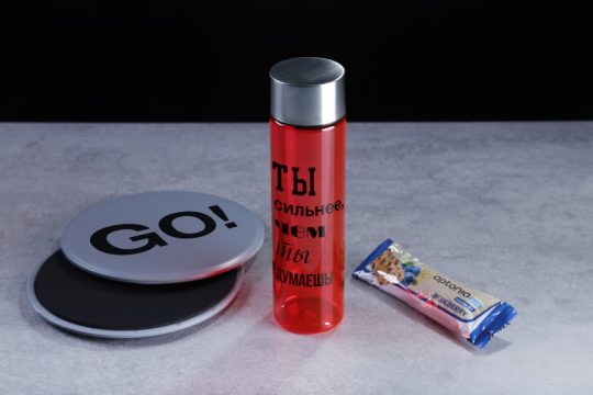 Набор фитнес диск, бутылка для воды, батончик со злаками — Go, арт. BLB-016