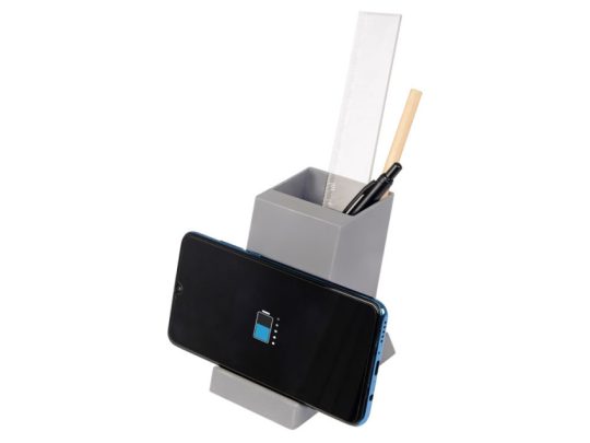 Беспроводная зарядка-подставка с подсветкой Glow box, серый, арт. 026041703