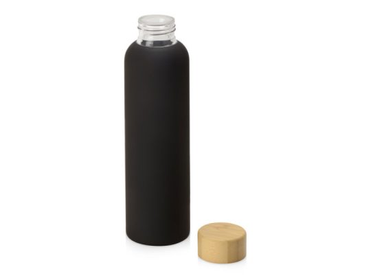 Стеклянная бутылка с бамбуковой крышкой Foggy, 600мл, черный, арт. 026055403