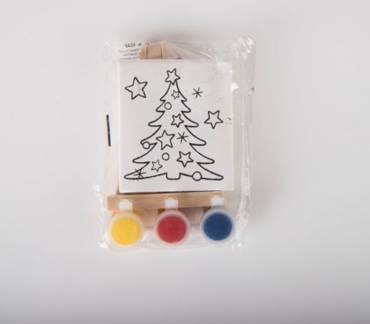 Набор для раскраски  «Дед Мороз»:холст,мольберт,кисть, краски 3шт