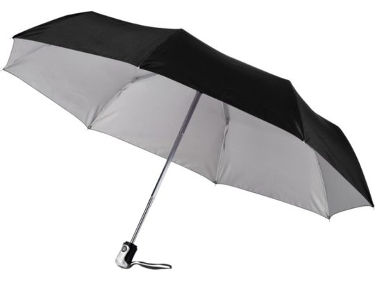 Зонт Alex трехсекционный автоматический 21,5, черный/серебристый, арт. 026290503