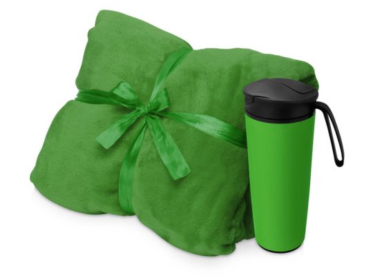 Подарочный набор с пледом, термокружкой Dreamy hygge, зеленый, арт. 026300703