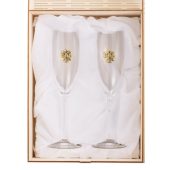 Набор бокалов для шампанского За Россию Chinelli в деревянной коробке, арт. 026340603