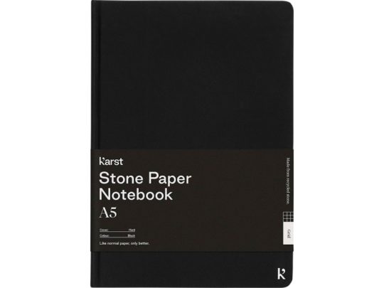 Блокнот из каменной бумаги Karst® формата A5 в твердом переплете, квадратный, черный, арт. 026599503