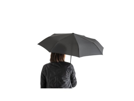 RIVER. Складной зонт из rPET, черный, арт. 026610903
