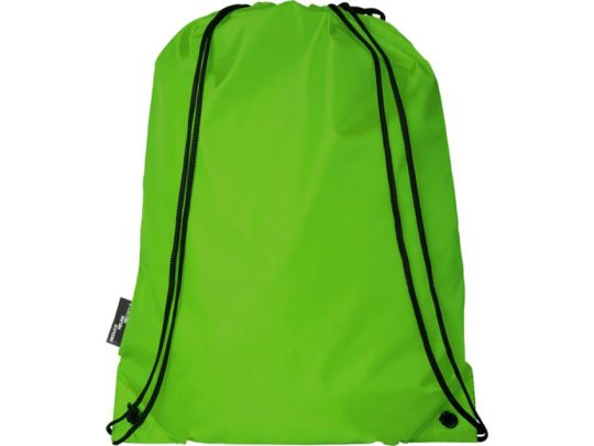 Рюкзак со шнурком Oriole из переработанного ПЭТ, лайм, арт. 026300303