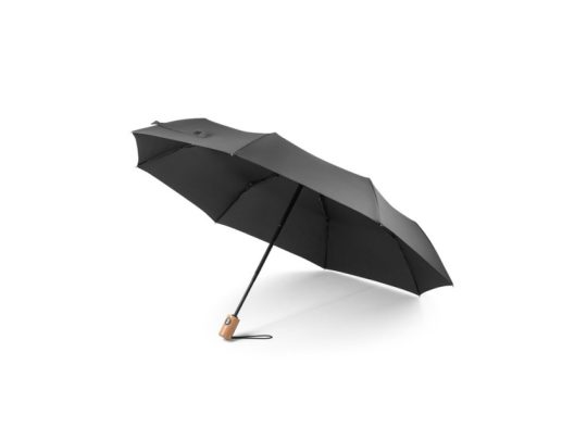 RIVER. Складной зонт из rPET, черный, арт. 026610903