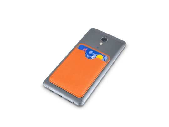 Чехол-картхолдер Favor на клеевой основе на телефон для пластиковых карт и и карт доступа, оранжевый, арт. 026699203