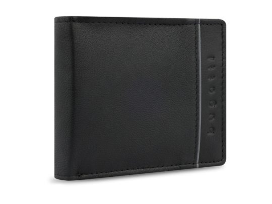 Портмоне BUGATTI Banda, с защитой данных RFID, чёрное, кожа/полиэстер, 10,5х2х8,3 см, арт. 026827303