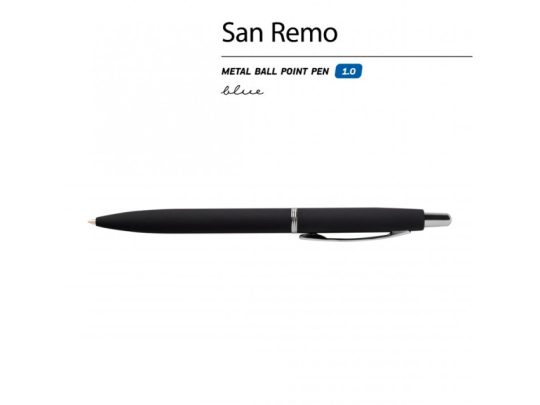 Ручка SAN REMO шариковая  автоматическая, черный металлический корпус, 1.00 мм, синяя, арт. 026809103