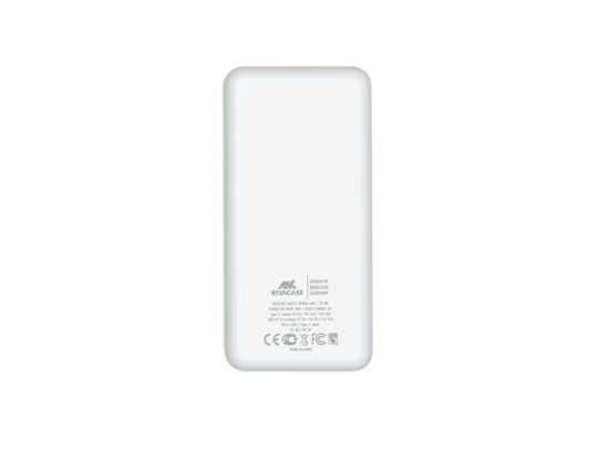 RIVACASE VA2572 (20000 мАч) QC/PD 20W внешний аккумулятор с дисплеем, белый 12/24, арт. 026681203
