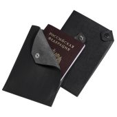 Чехол для паспорта PURE 140*100 мм., застежка на кнопке, натуральная кожа (гладкая), черный