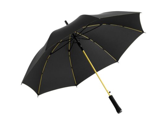 Зонт-трость Colorline с цветными спицами и куполом из переработанного пластика, черный/желтый, арт. 026861303