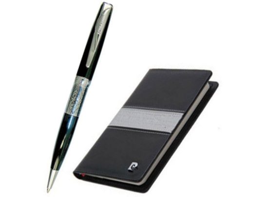 Набор: ручка шариковая, записная книжка. Pierre Cardin, черный/серый, арт. 026852303
