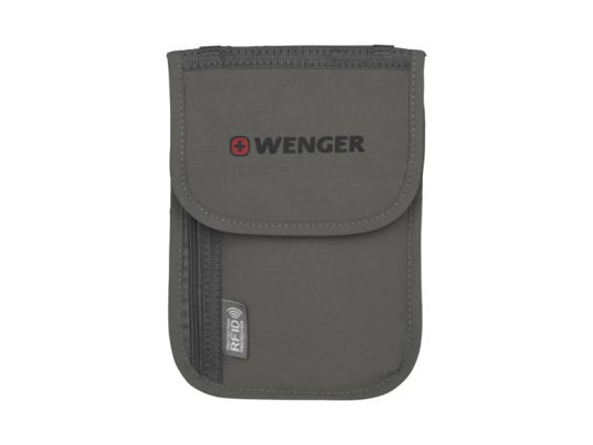 Чехол для документов WENGER на шею с системой защиты данных RFID, серый, полиэстер, арт. 026937703