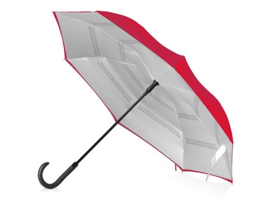 Зонт-трость наоборот Inversa, полуавтомат, красный/серебристый, арт. 026960503
