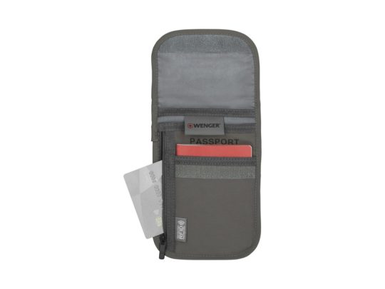 Чехол для документов WENGER на шею с системой защиты данных RFID, серый, полиэстер, арт. 026937703