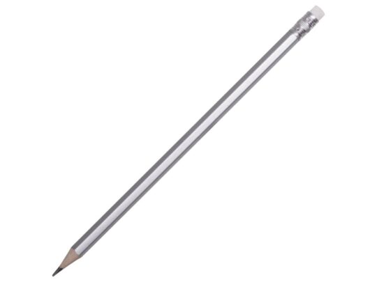 Шестигранный карандаш с ластиком Presto, серебряный, арт. 027366503