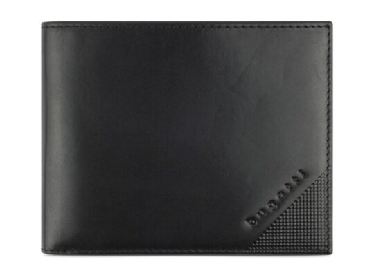 Портмоне BUGATTI Nobile, с защитой данных RFID, чёрное, воловья кожа/полиэстер, 12х2х9,5 см, арт. 027320303