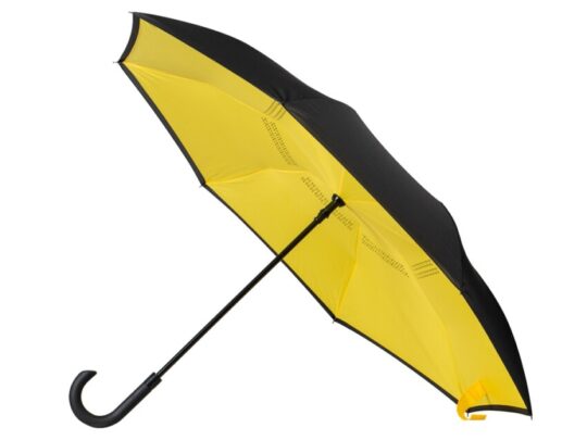 Зонт-трость наоборот Inversa, полуавтомат, черный/желтый, арт. 027364103