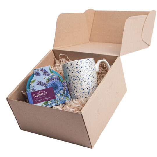 Набор подарочный BREEZE: кружка, чай, стружка, коробка, голубой