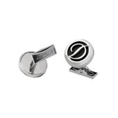 Запонки, круглые, отделка: нержавеющая сталь, черный лак, логотип D, арт. 027408703