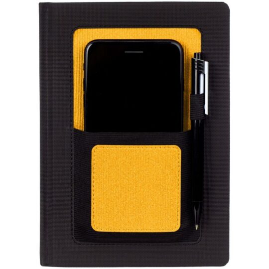 Ежедневник Mobile, недатированный, черный с желтым