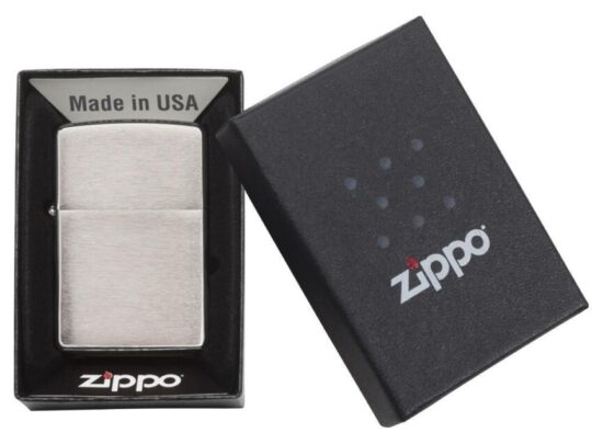 Зажигалка ZIPPO Classic с покрытием Brushed Chrome, латунь/сталь, серебристая, матовая, 38x13x57 мм, арт. 027631203