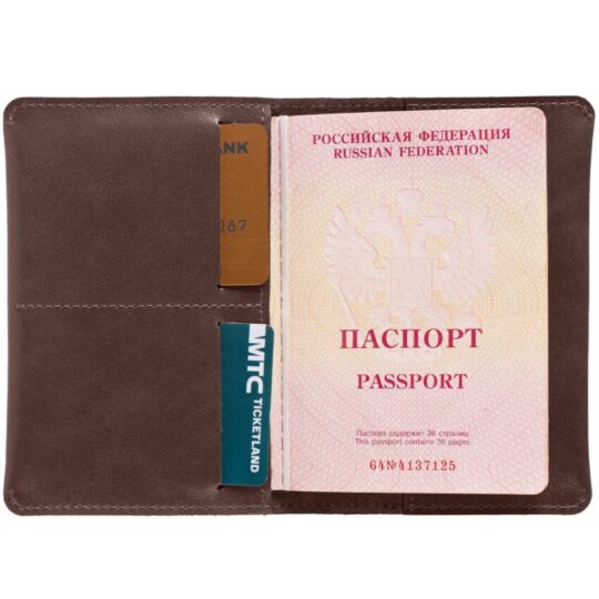 Обложка для паспорта Apache, темно-коричневая