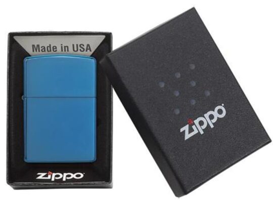Зажигалка ZIPPO Classic с покрытием Sapphire™, латунь/сталь, синяя, глянцевая, 38x13x57 мм, арт. 027629403