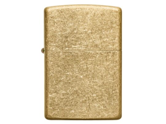 Зажигалка ZIPPO Classic с покрытием Tumbled Brass, латунь/сталь, золотистая, матовая, 38x13x57 мм, арт. 027629703