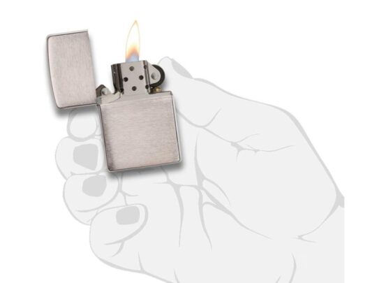 Зажигалка ZIPPO Classic с покрытием Brushed Chrome, латунь/сталь, серебристая, матовая, 38x13x57 мм, арт. 027631203