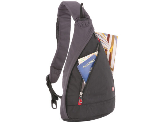 Рюкзак SWISSGEAR с одним плечевым ремнем, 25x15x45 см, 7 л, черный/серый (7л), арт. 027564803