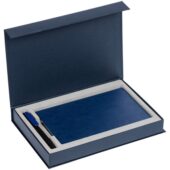 Коробка Silk с ложементом под ежедневник 13×21 см и ручку, синяя