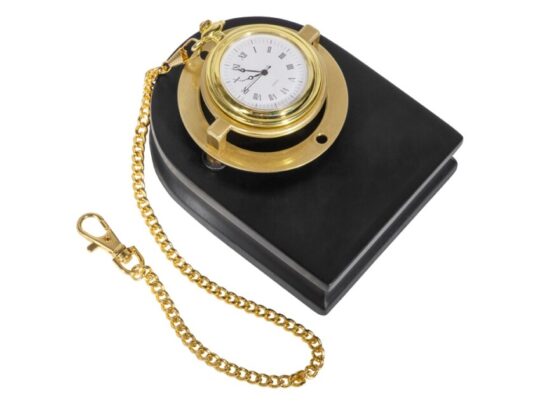 Часы Магистр с цепочкой на деревянной подставке, золотистый/черный (без шильда), арт. 027763003
