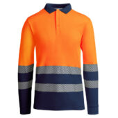 Рубашка поло с длинным рукавом Atrio мужская, нэйви/неоновый оранжевый (S), арт. 027903303