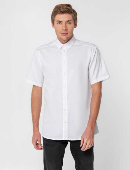 Рубашка мужская с коротким рукавом Collar, белая, размер 44; 182