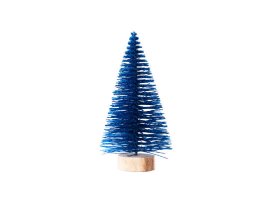 Новогоднее украшение Елочка Синяя из полипропилена на подставке из древесины сосны / 12x6x6см, арт. 027947003
